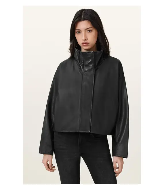 Δερμάτινο μπουφάν AllSaints RYDER χρώμα: μαύρο, W012LC