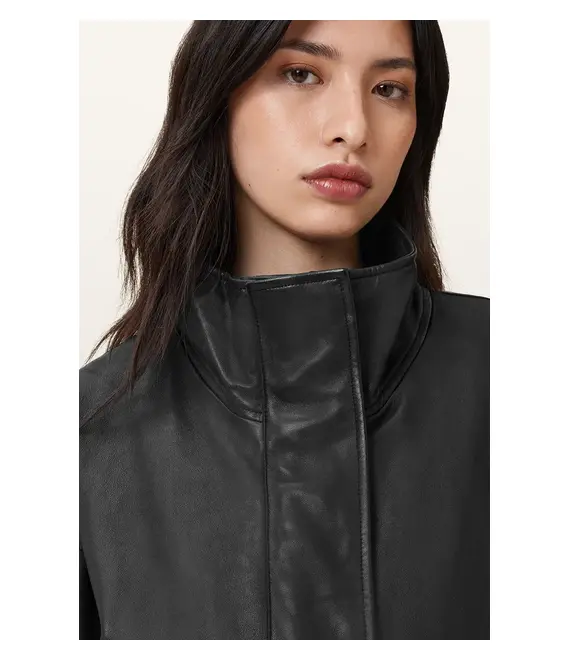 Δερμάτινο μπουφάν AllSaints RYDER χρώμα: μαύρο, W012LC