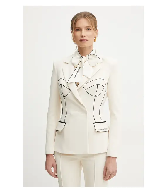 Σακάκι Elisabetta Franchi χρώμα: μπεζ, GI12951E2