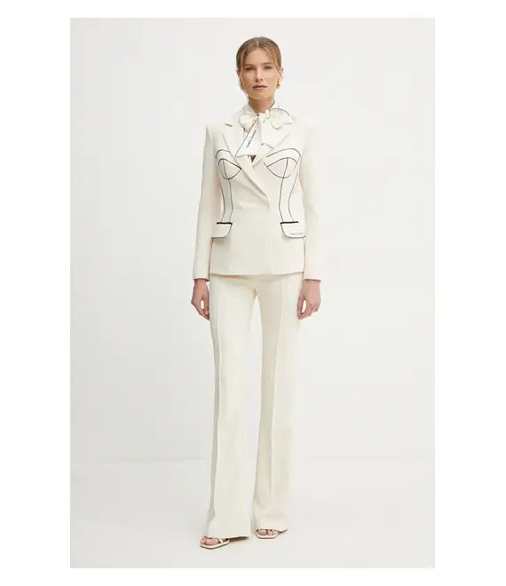 Σακάκι Elisabetta Franchi χρώμα: μπεζ, GI12951E2
