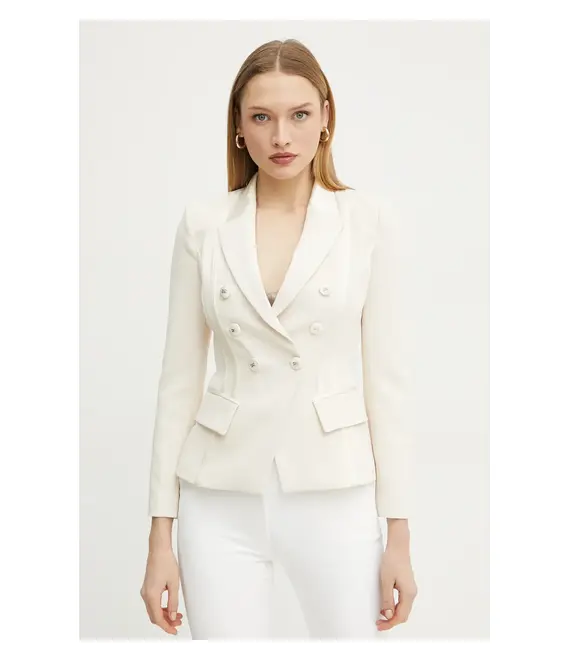 Σακάκι Elisabetta Franchi χρώμα: μπεζ, GI14251E2