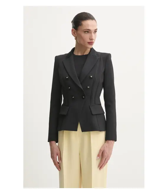 Σακάκι Elisabetta Franchi χρώμα: μαύρο, GI14251E2