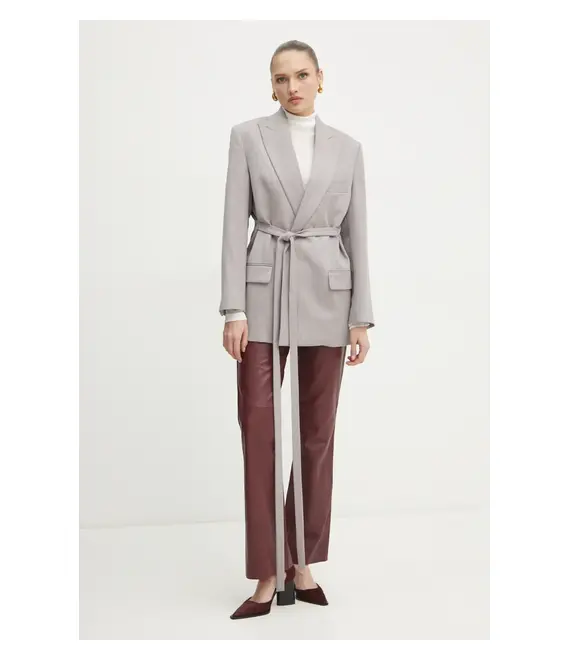 Μάλλινο σακάκι Victoria Beckham χρώμα: γκρι, 1125WJK006092A