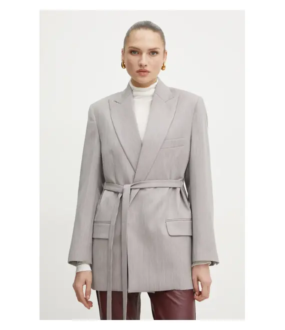 Μάλλινο σακάκι Victoria Beckham χρώμα: γκρι, 1125WJK006092A