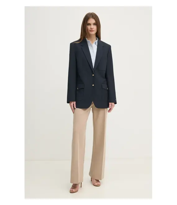 Μπλέιζερ με μίγμα μαλλιού Tommy Hilfiger χρώμα: ναυτικό μπλε, WW0WW43786
