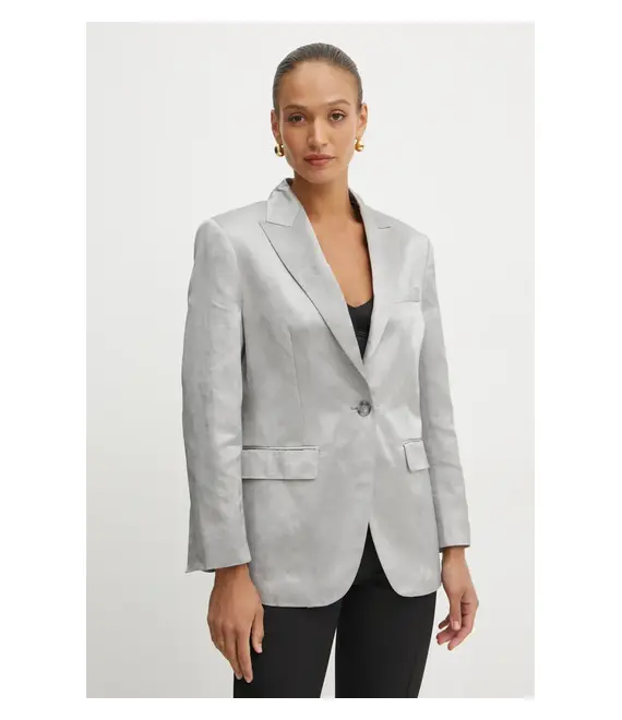 Blazer με μείγμα λινών Pinko χρώμα: γκρι, 104716 A2BP