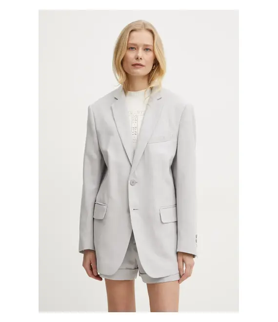 Blazer με μείγμα λινών Twinset χρώμα: γκρι, 251TP2760