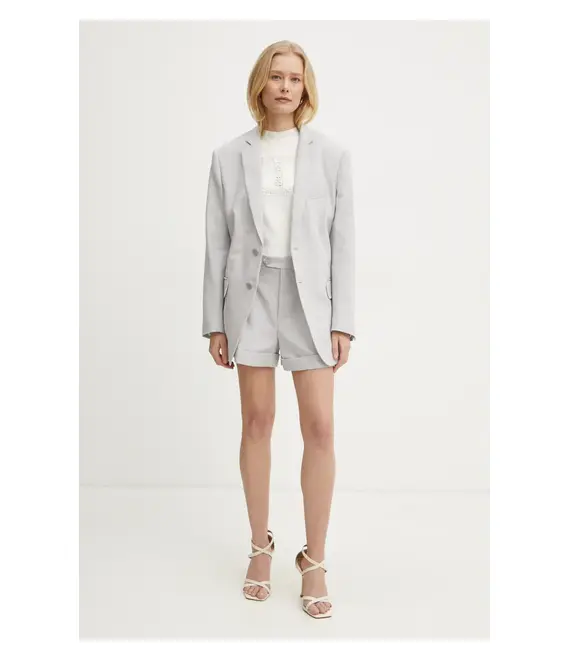 Blazer με μείγμα λινών Twinset χρώμα: γκρι, 251TP2760