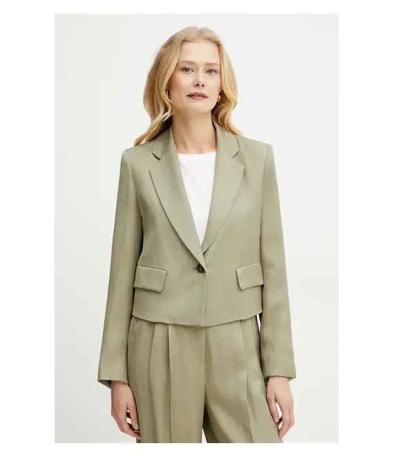Blazer με μείγμα λινών Marella Emme by Marella χρώμα: πράσινο, 2515041121200