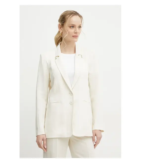 Blazer με μείγμα λινών Patrizia Pepe χρώμα: μπεζ, 2S1524 A052