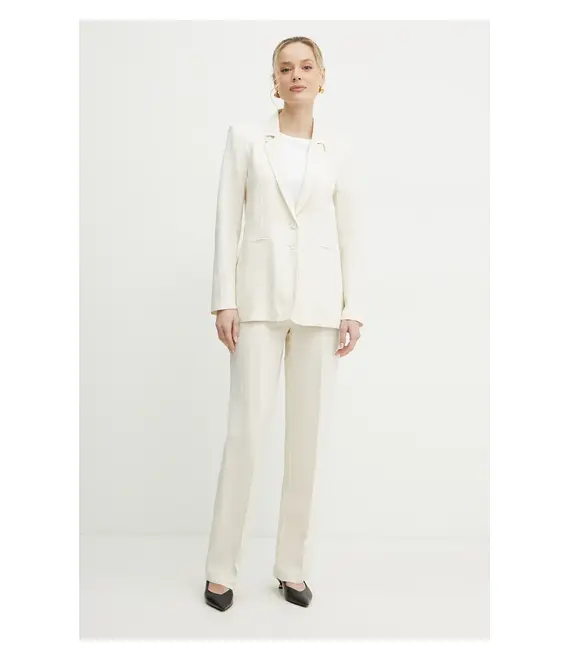 Blazer με μείγμα λινών Patrizia Pepe χρώμα: μπεζ, 2S1524 A052