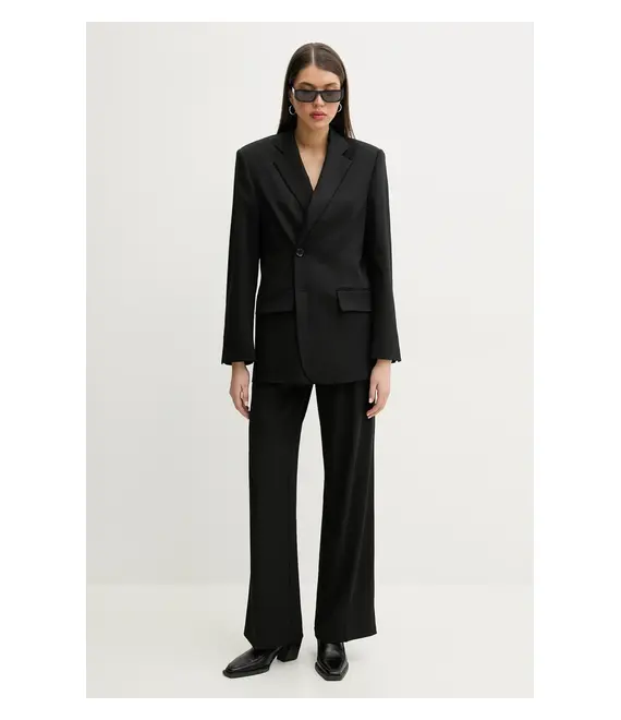 Μπλέιζερ με μίγμα μαλλιού MM6 Maison Margiela χρώμα: μαύρο, S52BN0136.M35153