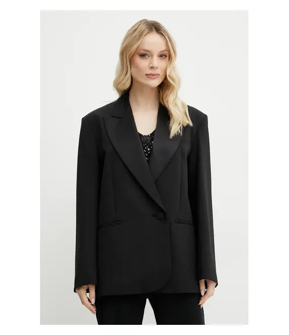 Μπλέιζερ με μίγμα μαλλιού Weekend Max Mara χρώμα: μαύρο, 2515041071600