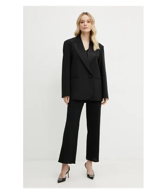 Μπλέιζερ με μίγμα μαλλιού Weekend Max Mara χρώμα: μαύρο, 2515041071600