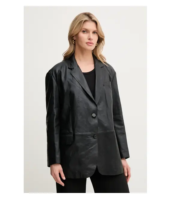Δερμάτινο μπουφάν Weekend Max Mara χρώμα: μαύρο, 2515441031600