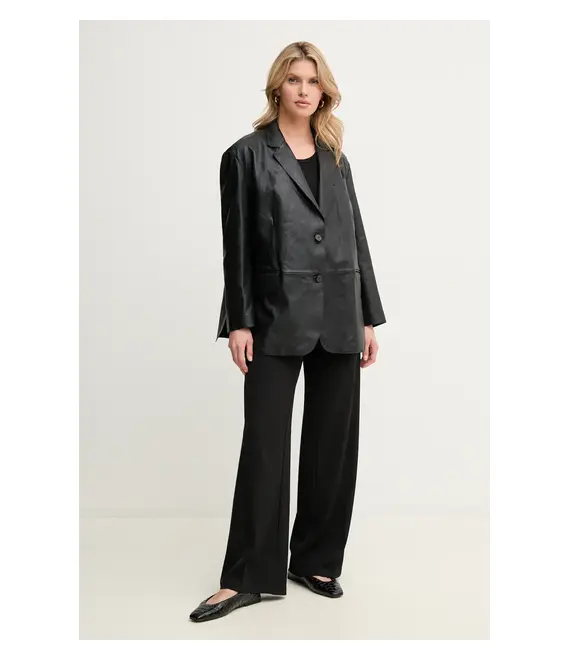 Δερμάτινο μπουφάν Weekend Max Mara χρώμα: μαύρο, 2515441031600