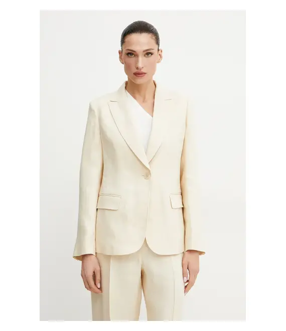 Λινό πανωφόρι Weekend Max Mara χρώμα: μπεζ, 2515041012600