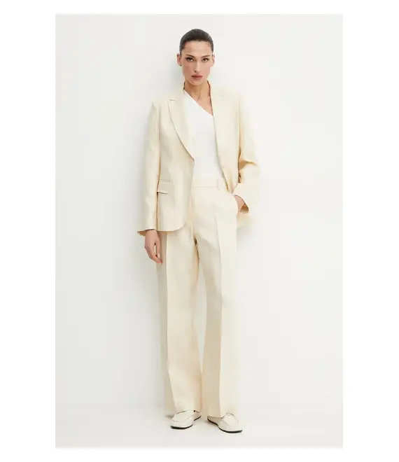 Λινό πανωφόρι Weekend Max Mara χρώμα: μπεζ, 2515041012600