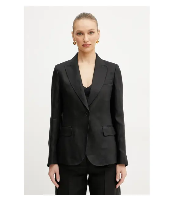 Λινό πανωφόρι Weekend Max Mara χρώμα: μαύρο, 2515041012600