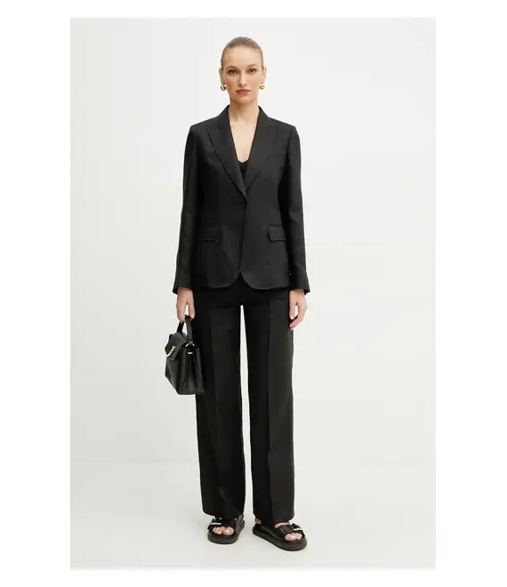 Λινό πανωφόρι Weekend Max Mara χρώμα: μαύρο, 2515041012600