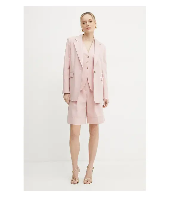 Blazer με μείγμα λινών BOSS Orange χρώμα: ροζ, 50546215