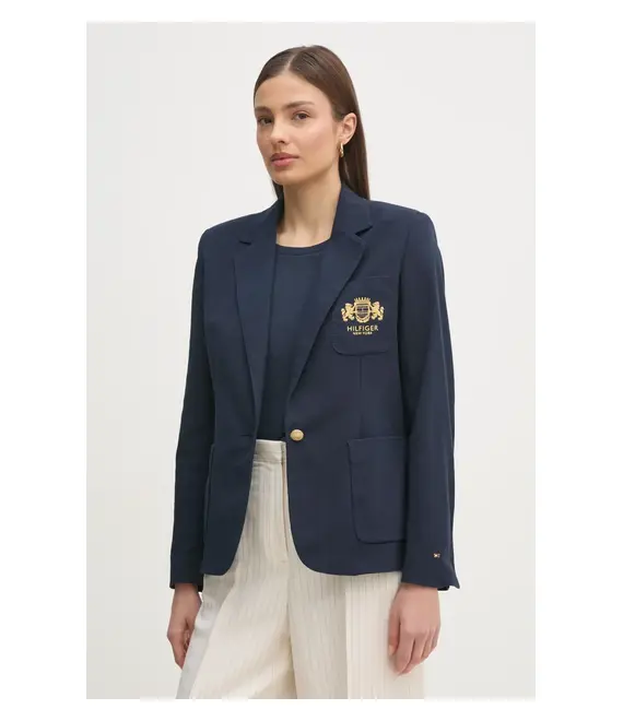 Σακάκι Tommy Hilfiger χρώμα: ναυτικό μπλε, WW0WW44744