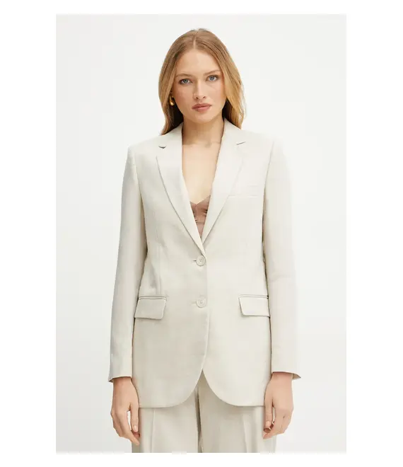 Λινό πανωφόρι MICHAEL Michael Kors χρώμα: μπεζ, MS510B3H6R