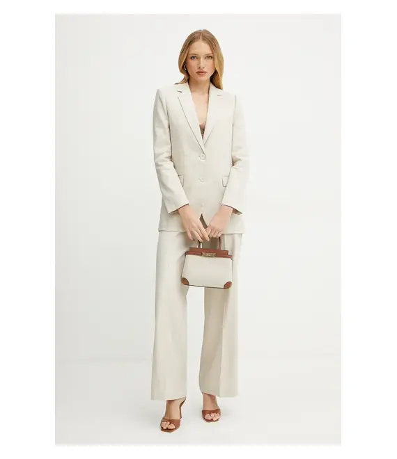 Λινό πανωφόρι MICHAEL Michael Kors χρώμα: μπεζ, MS510B3H6R