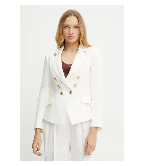 Λινό πανωφόρι Elisabetta Franchi χρώμα: μπεζ, GI16252E2