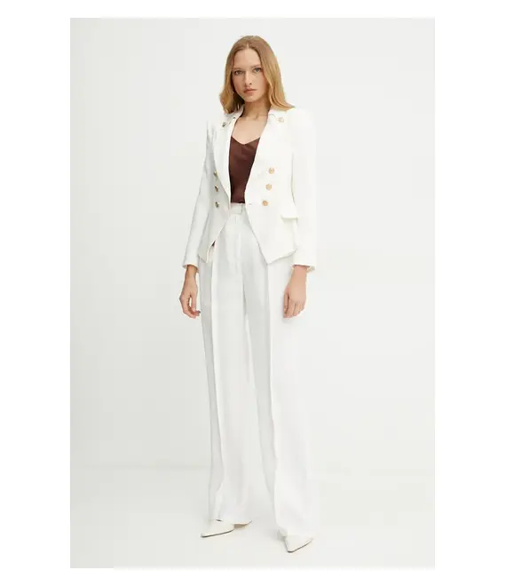 Λινό πανωφόρι Elisabetta Franchi χρώμα: μπεζ, GI16252E2