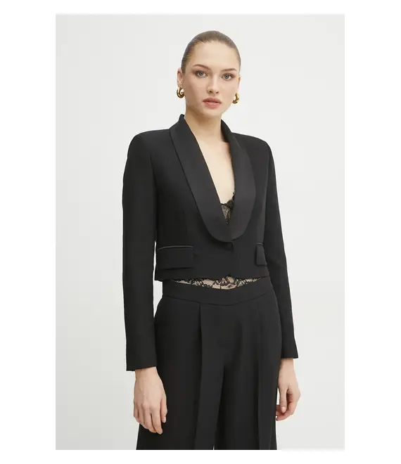 Σακάκι Ermanno Scervino χρώμα: μαύρο, 56TI007E22