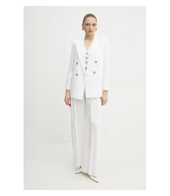 Blazer με μείγμα λινών Ermanno Scervino χρώμα: άσπρο, 56TI021ES1