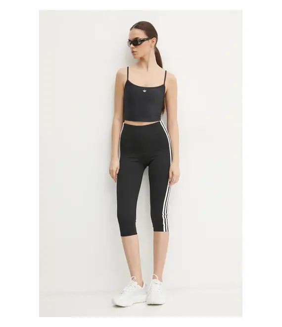 Κολάν adidas Originals 3S CAPRI LGNS χρώμα: μαύρο, JD5019