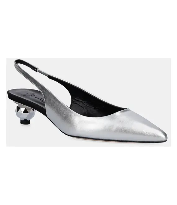 Δερμάτινα γοβάκια Weekend Max Mara GALLICO χρώμα: ασημί, 2515521034600