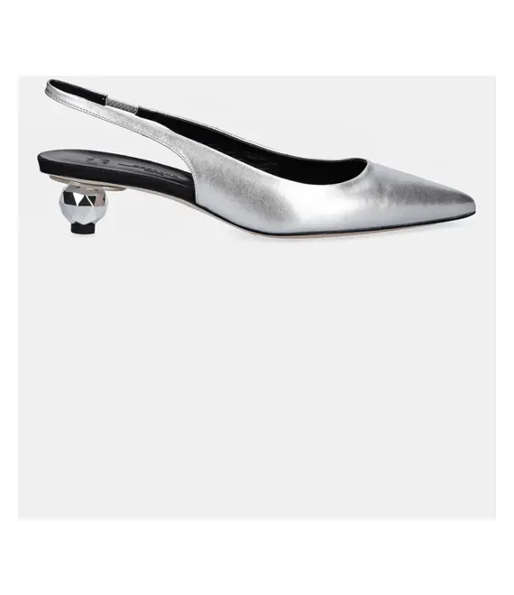 Δερμάτινα γοβάκια Weekend Max Mara GALLICO χρώμα: ασημί, 2515521034600