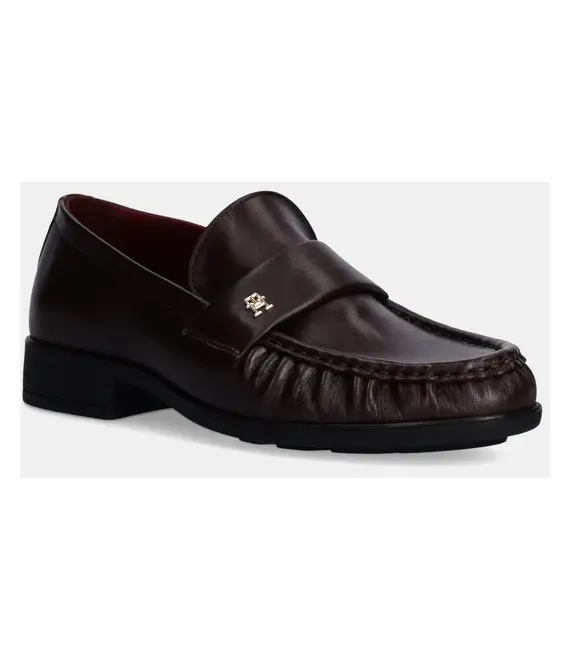 Δερμάτινα μοκασίνια Tommy Hilfiger LOAFER SOFT NAPPA PLEATED TOE χρώμα: μπορντό, FW0FW08362