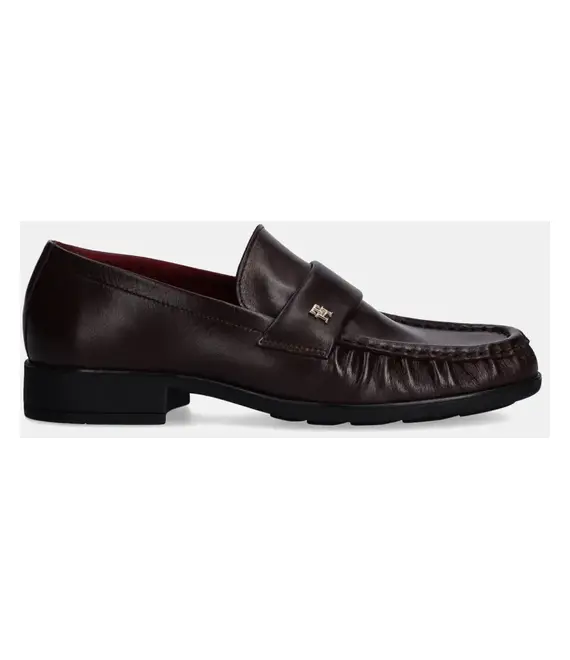Δερμάτινα μοκασίνια Tommy Hilfiger LOAFER SOFT NAPPA PLEATED TOE χρώμα: μπορντό, FW0FW08362