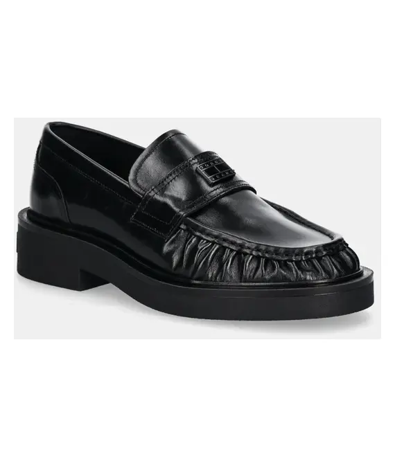 Δερμάτινα μοκασίνια Tommy Jeans TJW ORIGIN LOAFER χρώμα: μαύρο, EN0EN02708