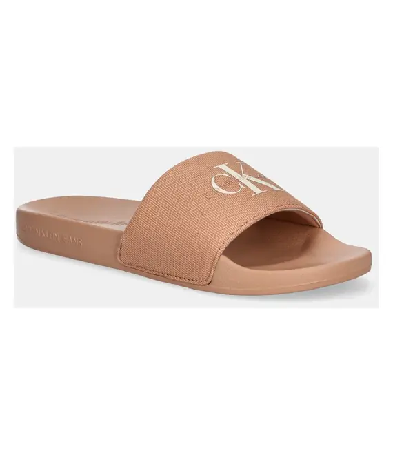Παντόφλες Calvin Klein Jeans SLIDE MONOGRAM WMNS χρώμα: ροζ, YW0YW01835