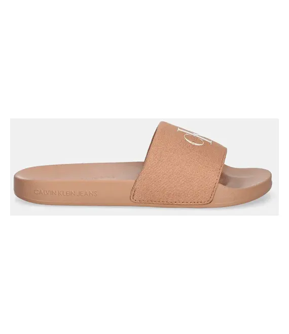 Παντόφλες Calvin Klein Jeans SLIDE MONOGRAM WMNS χρώμα: ροζ, YW0YW01835