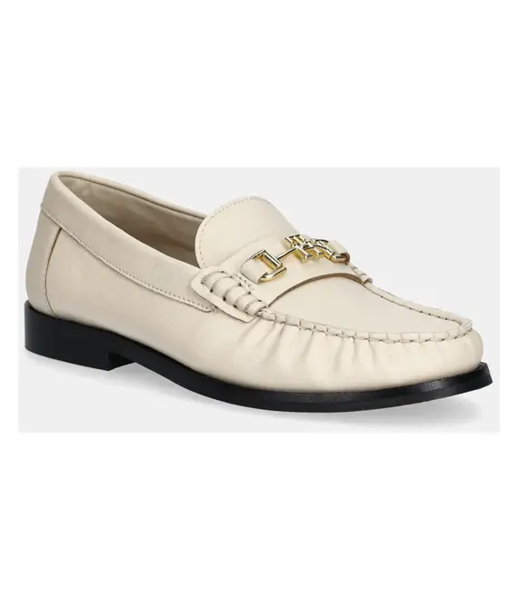 Δερμάτινα μοκασίνια Tommy Hilfiger SOFT LEATHER HORSEBIT LOAFER χρώμα: μπεζ, FW0FW08414