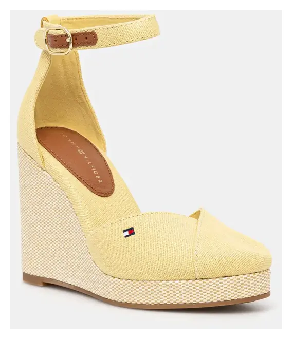 Εσπαντρίγιες Tommy Hilfiger FLAG HIGH WEDGE ESPAD CLOSED TOE χρώμα: κίτρινο, FW0FW08494
