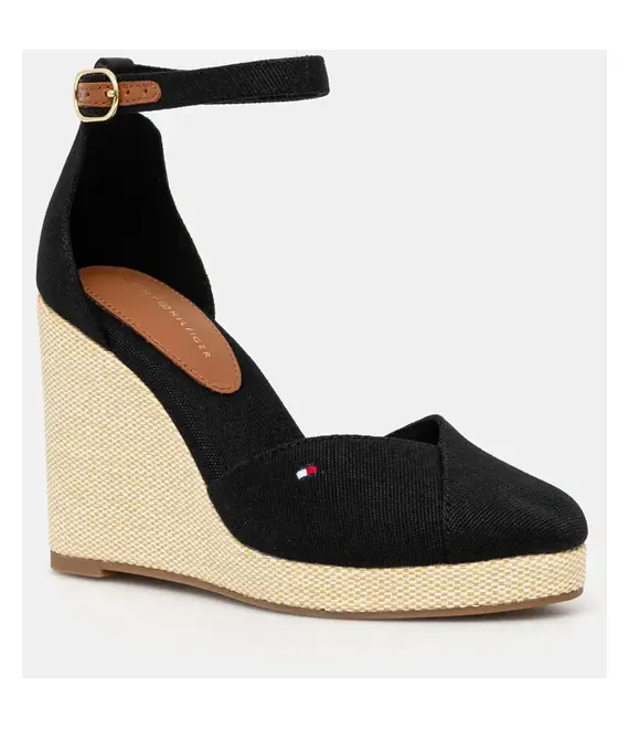 Εσπαντρίγιες Tommy Hilfiger FLAG HIGH WEDGE ESPAD CLOSED TOE χρώμα: μαύρο, FW0FW08494