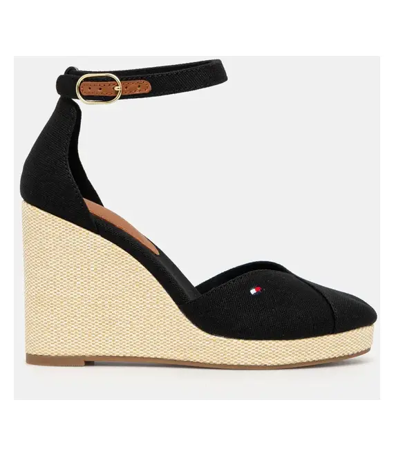 Εσπαντρίγιες Tommy Hilfiger FLAG HIGH WEDGE ESPAD CLOSED TOE χρώμα: μαύρο, FW0FW08494