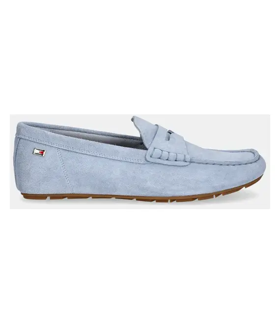 Μοκασίνια σουέτ Tommy Hilfiger FLAG SOFT SUEDE DRIVER LOAFER χρώμα: μπλε, FW0FW08558
