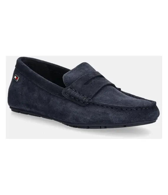 Μοκασίνια σουέτ Tommy Hilfiger FLAG SOFT SUEDE DRIVER LOAFER χρώμα: ναυτικό μπλε, FW0FW08558