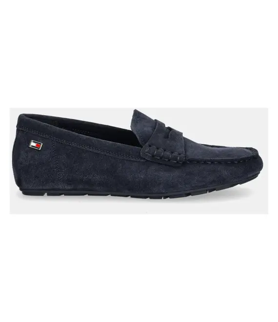Μοκασίνια σουέτ Tommy Hilfiger FLAG SOFT SUEDE DRIVER LOAFER χρώμα: ναυτικό μπλε, FW0FW08558