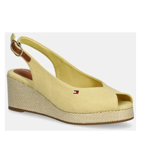 Σανδάλια Tommy Hilfiger FLAG MID WEDGE ESPAD SLINGBACK χρώμα: κίτρινο, FW0FW08595