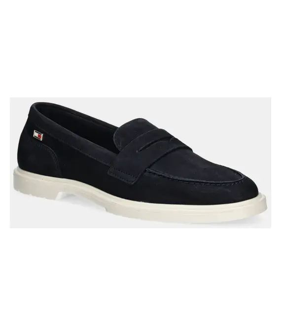 Μοκασίνια nubuck Tommy Hilfiger FLAG SOFT NUBUCK LOAFER χρώμα: ναυτικό μπλε, FW0FW08679