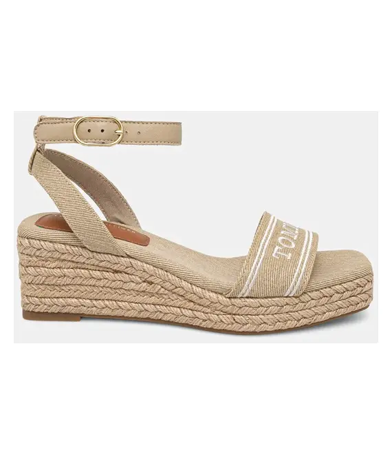 Σανδάλια Tommy Hilfiger TOMMY HILFIGER ESPAD MID WEDGE χρώμα: μπεζ, FW0FW08805